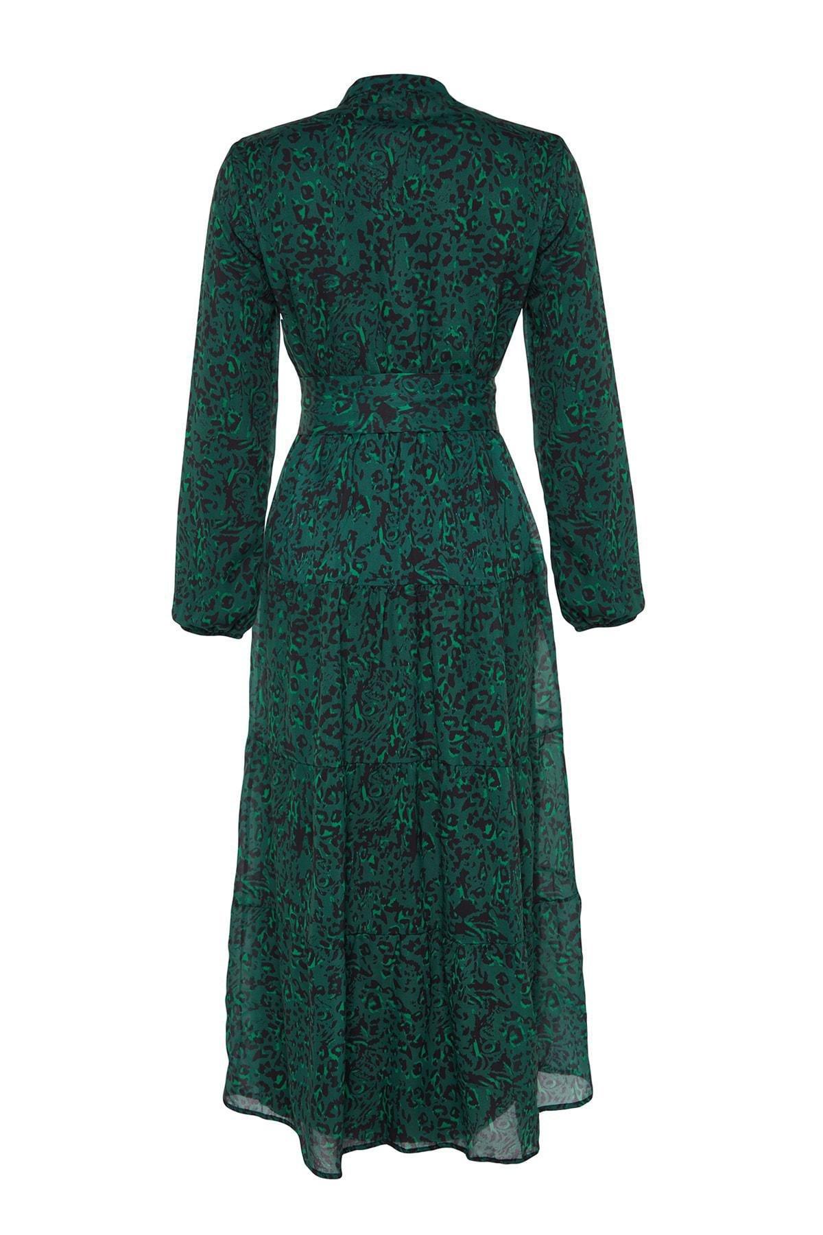Trendyol - Green Patterned Chiffon Woven Dress