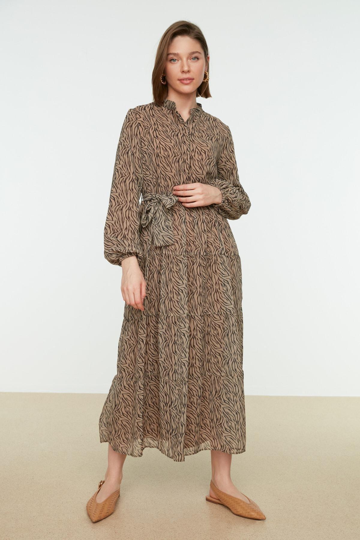 Brown Skater Maxi Dress, , large image number 0