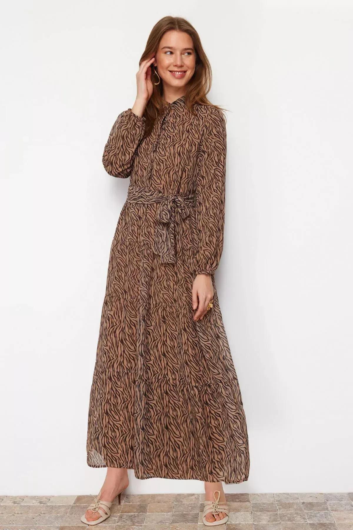 Brown Skater Maxi Dress, , large image number 7