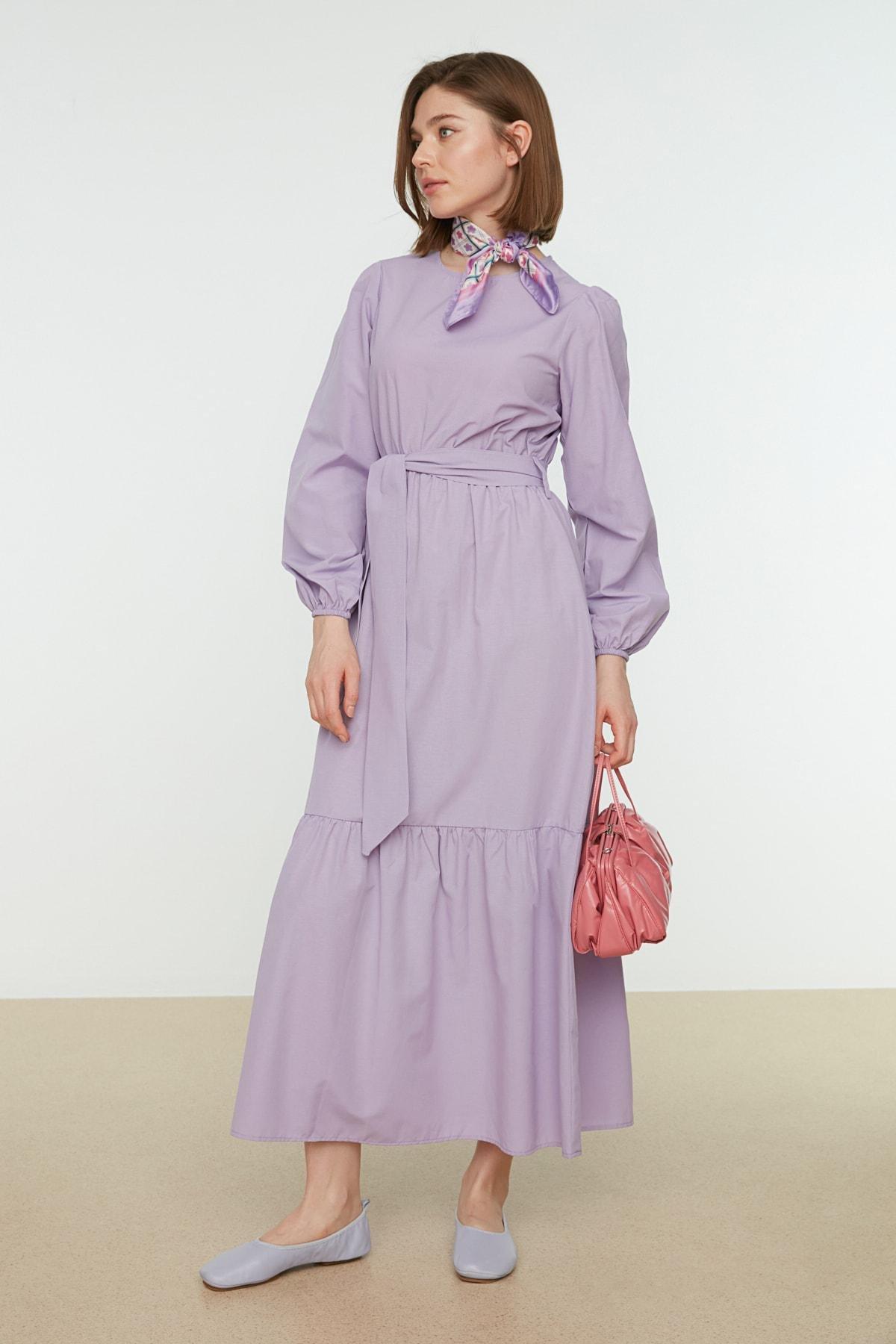 Purple Skater Crew Neck Dress, , large image number 1