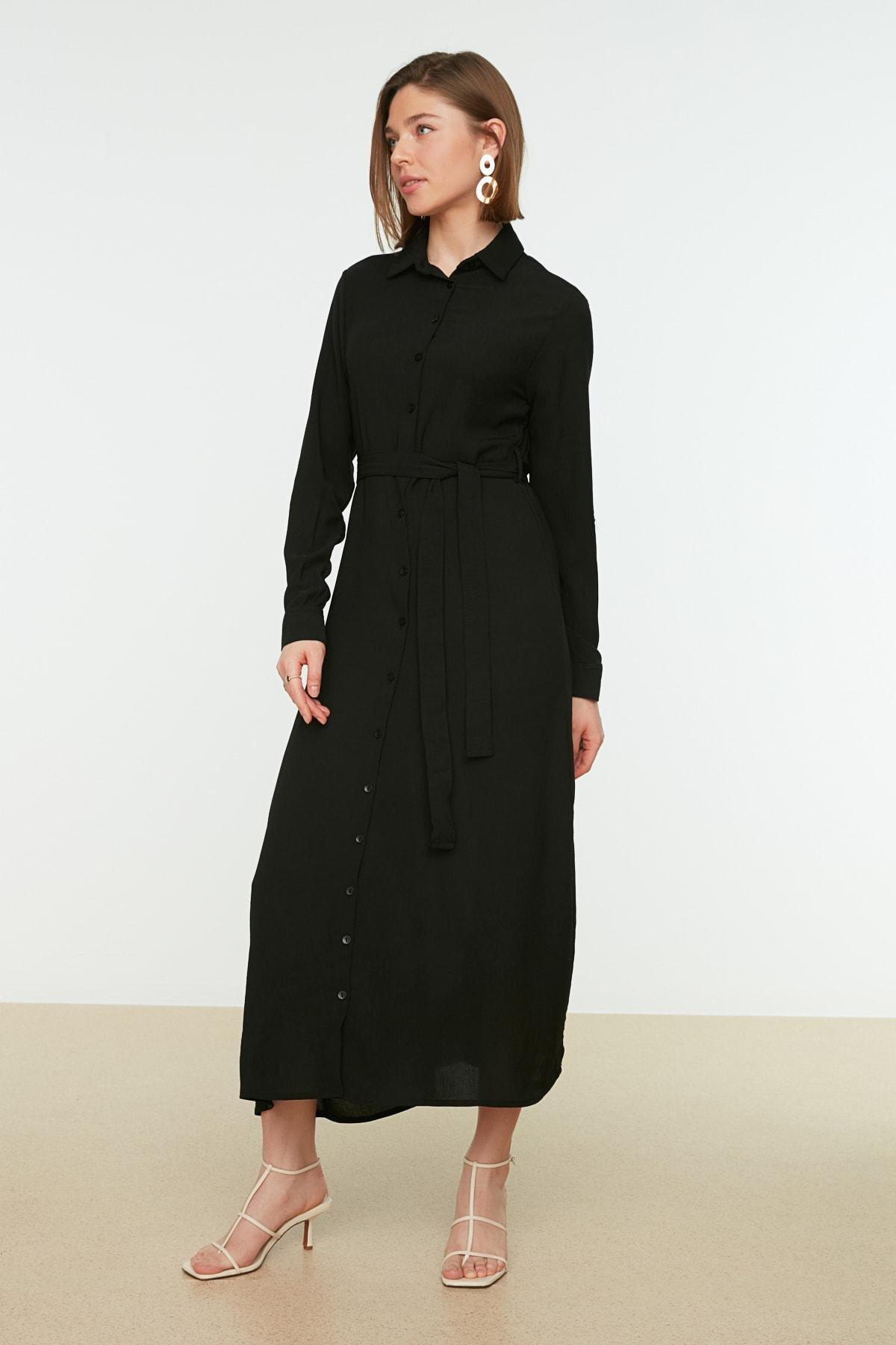 Black Maxi Shirt Dress, , large image number 3