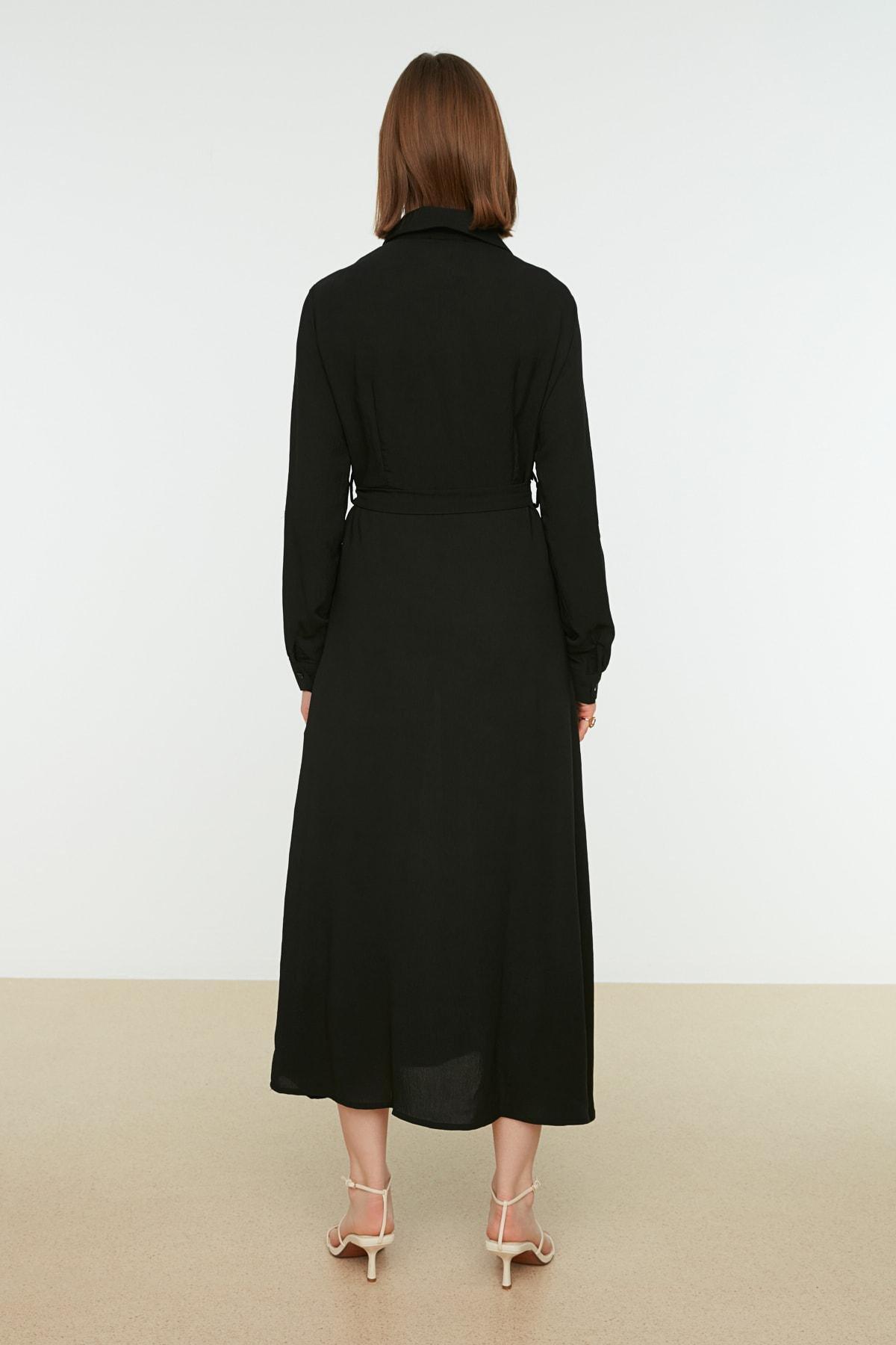 Black Maxi Shirt Dress, , large image number 4