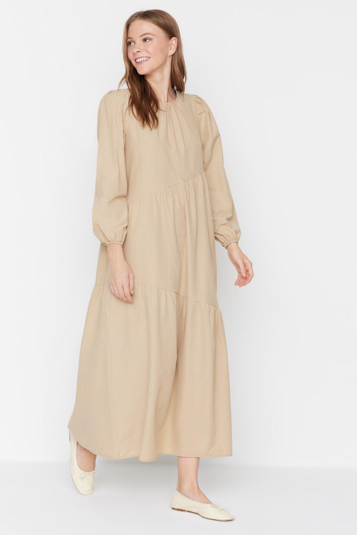 Beige A-Line Dress, , large image number 0