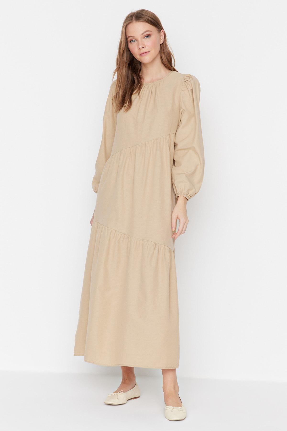 Beige A-Line Dress, , large image number 1