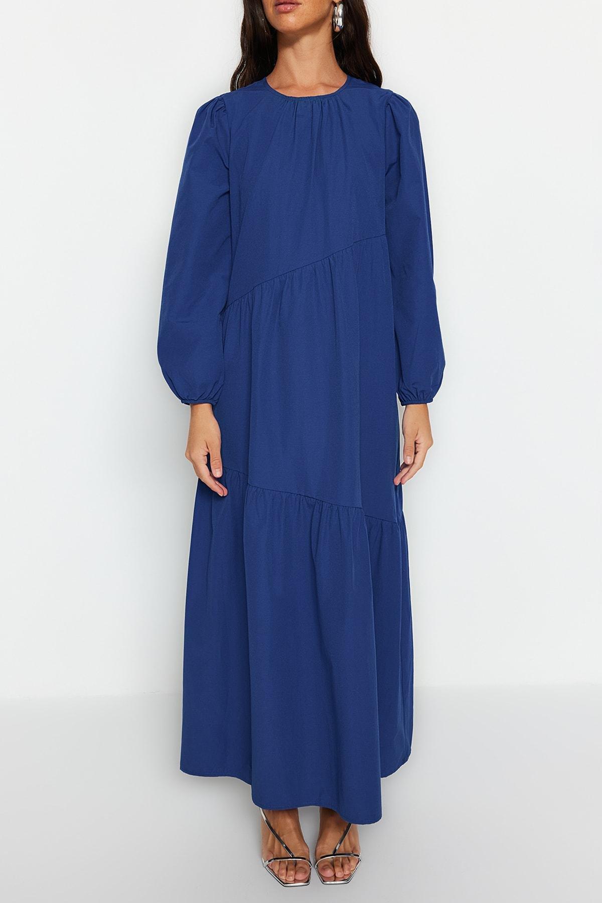 Navy Detailed Cotton Dress, , large image number 2