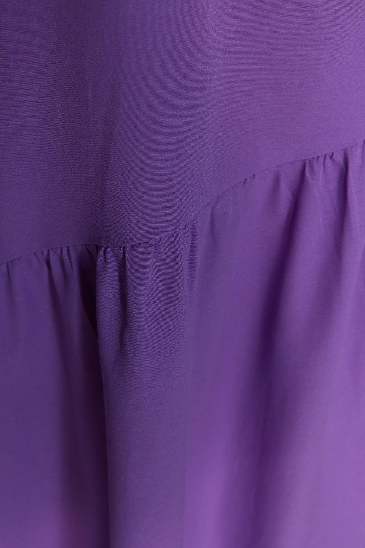 Purple Crew Neck A-Line Dress, , large image number 5