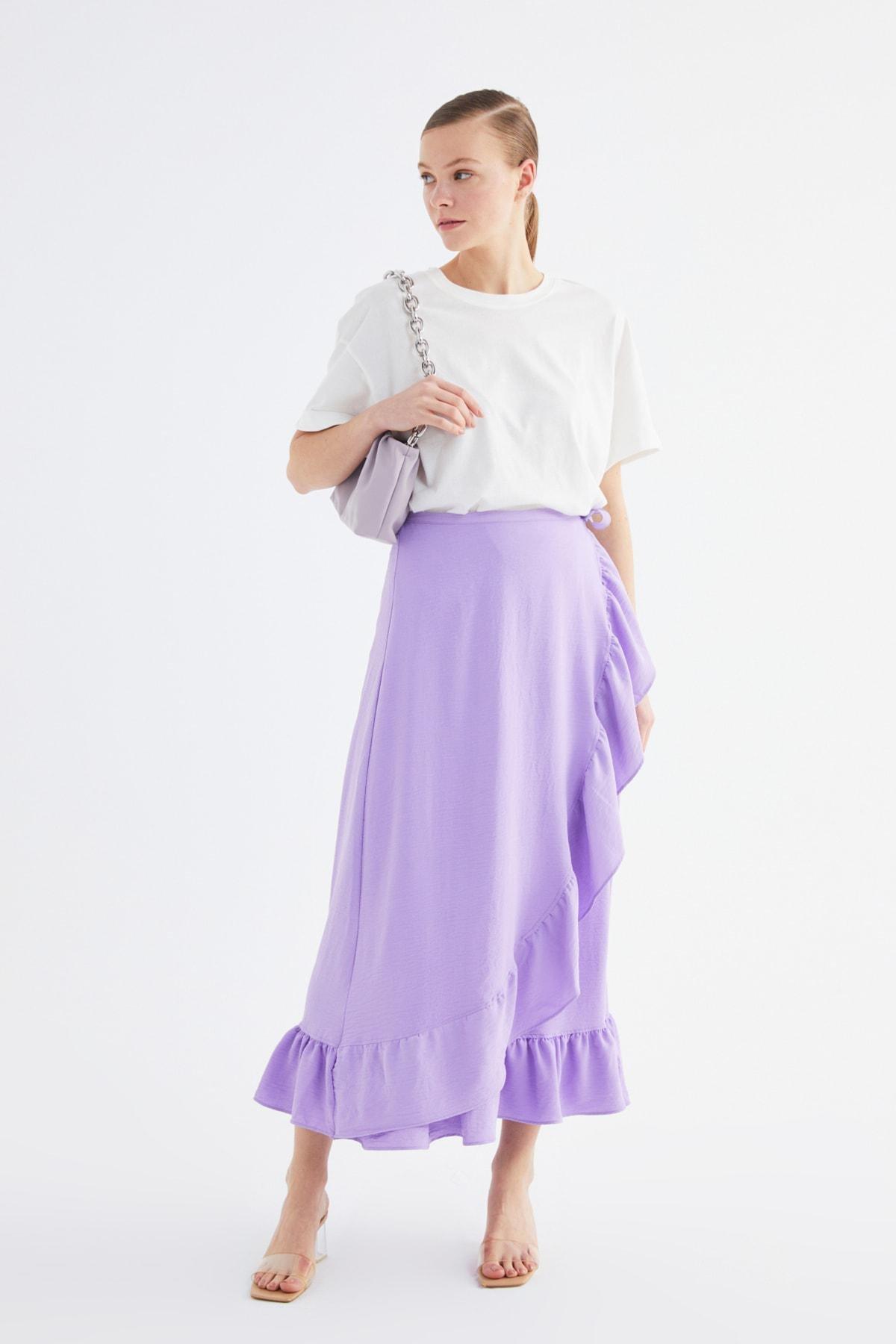 Trendyol - Purple Midi Mid Waist Skirt