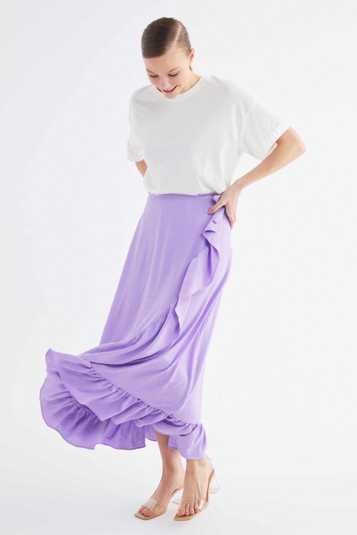 Purple Midi Mid Waist Skirt, , large image number 1