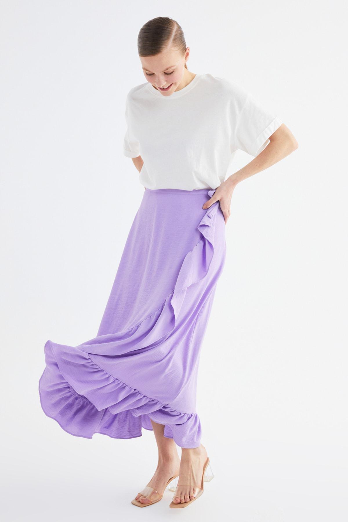 Trendyol - Purple Midi Mid Waist Skirt