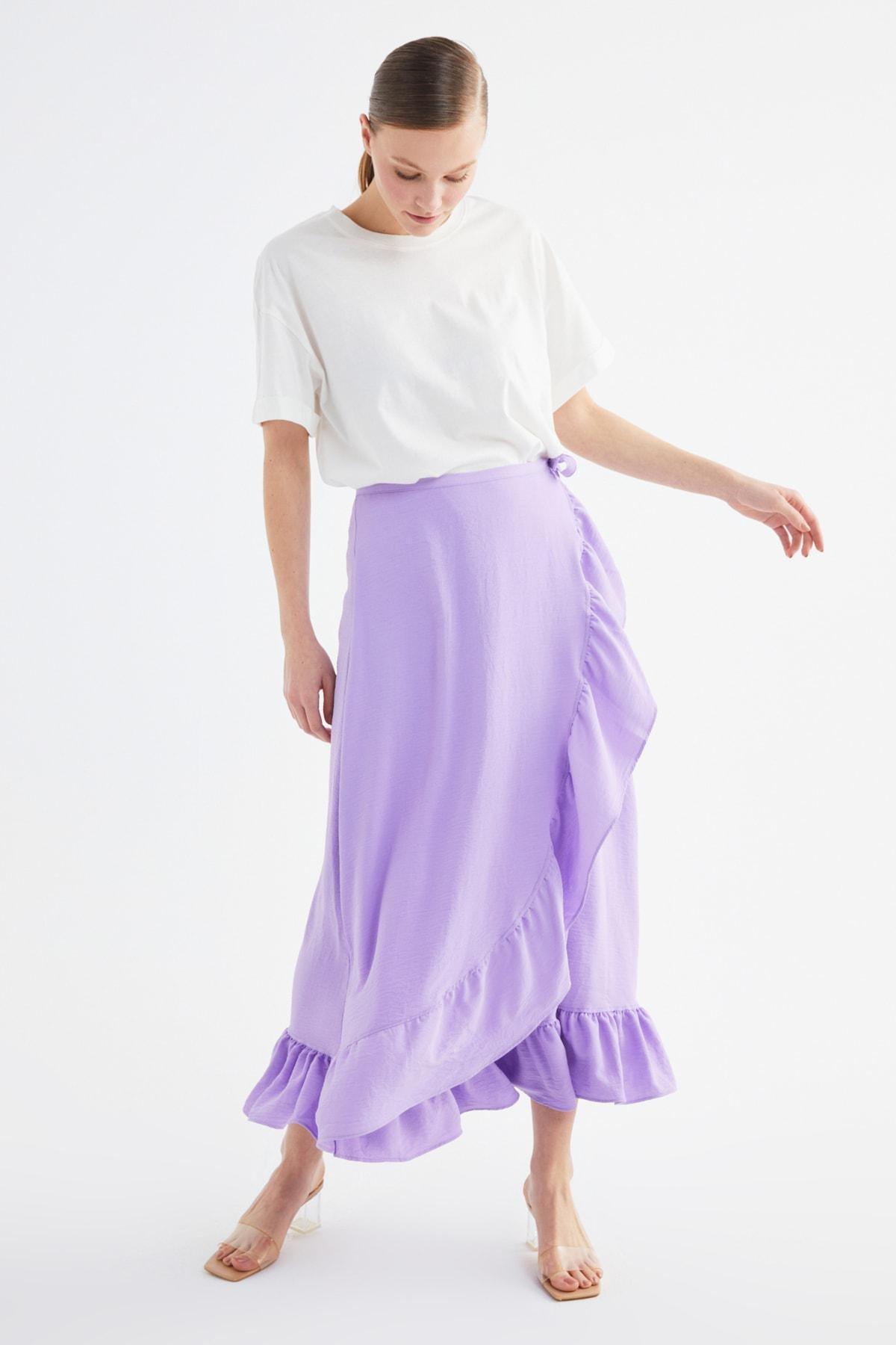 Trendyol - Purple Midi Mid Waist Skirt