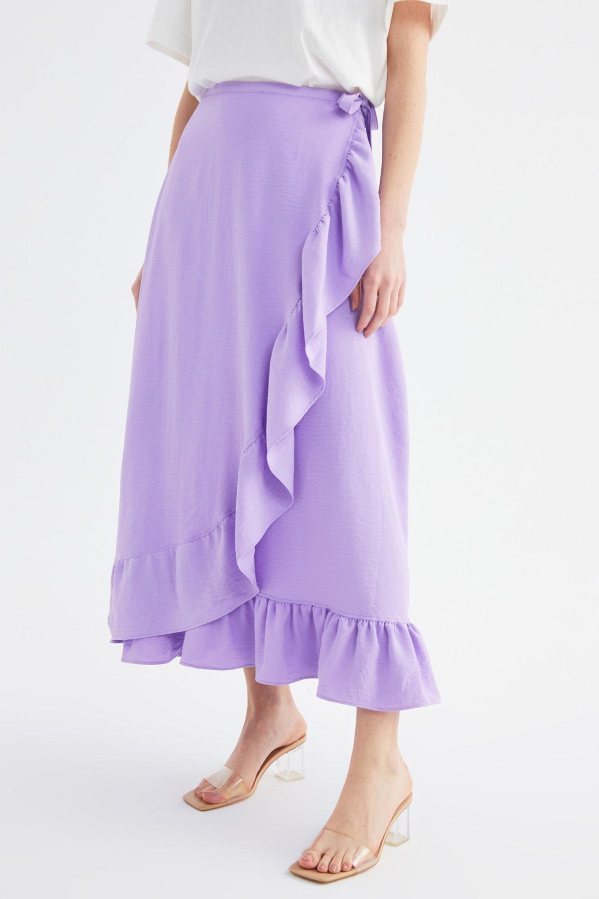 Purple Midi Mid Waist Skirt, , large image number 4