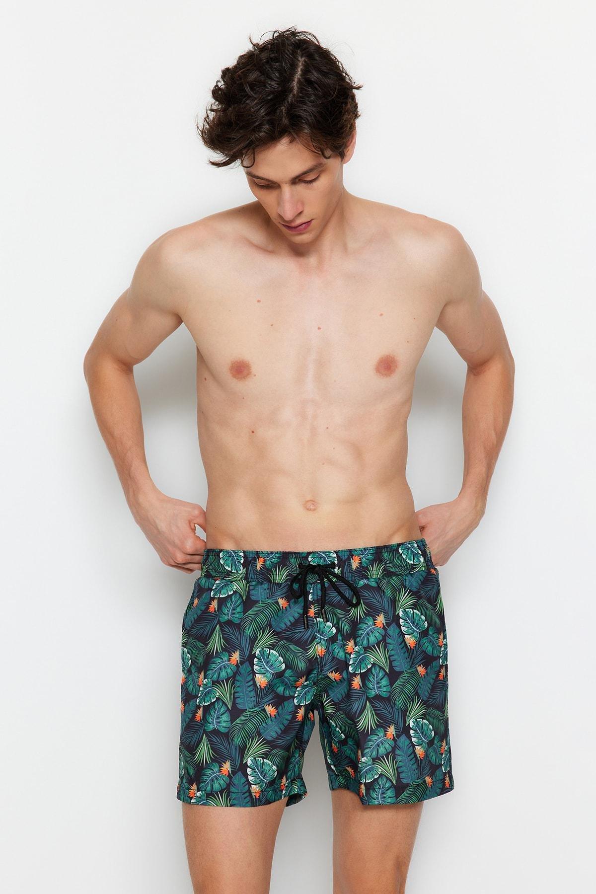 شورت سباحة بنقشة زهور، أخضر, Green, large image number 5