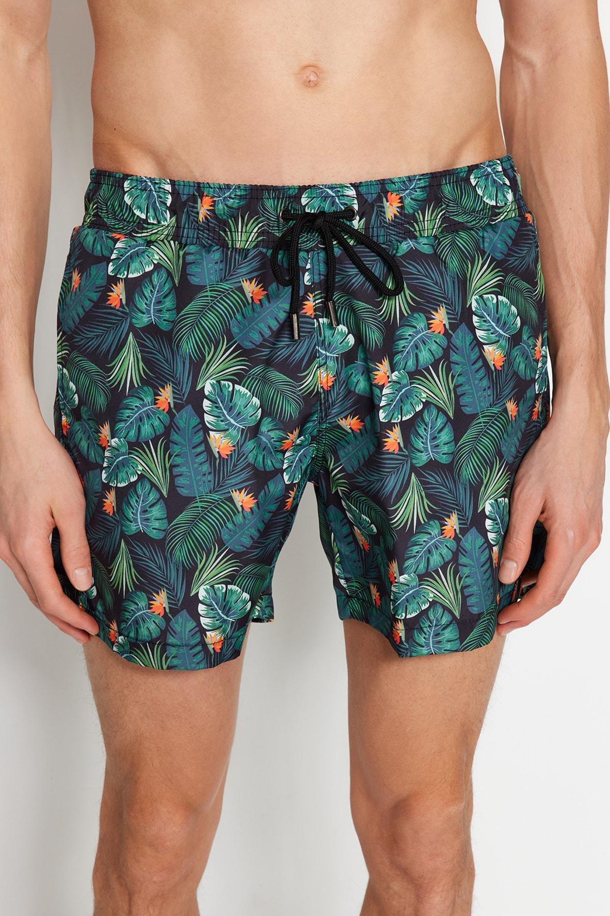 شورت سباحة بنقشة زهور، أخضر, Green, large image number 6