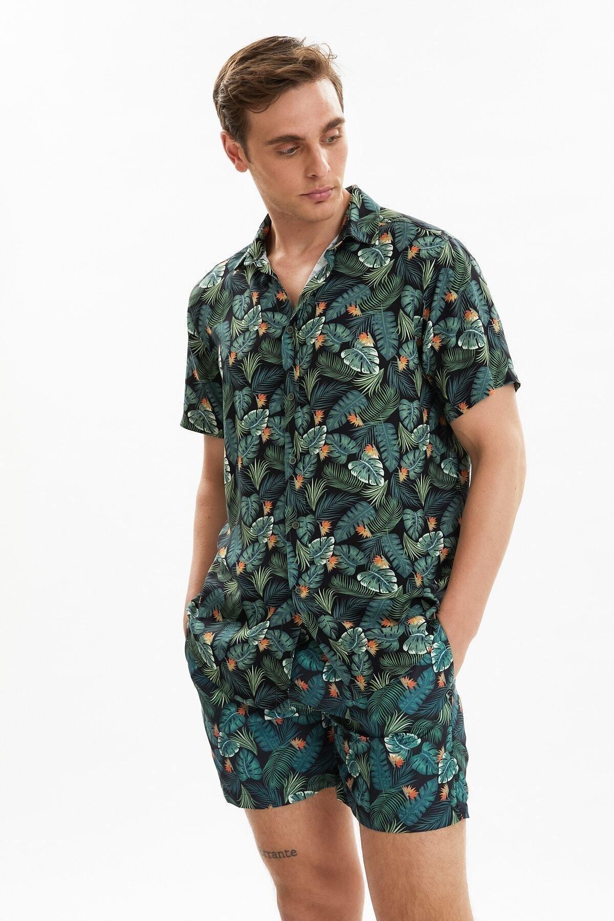 شورت سباحة بنقشة زهور، أخضر, Green, large image number 7