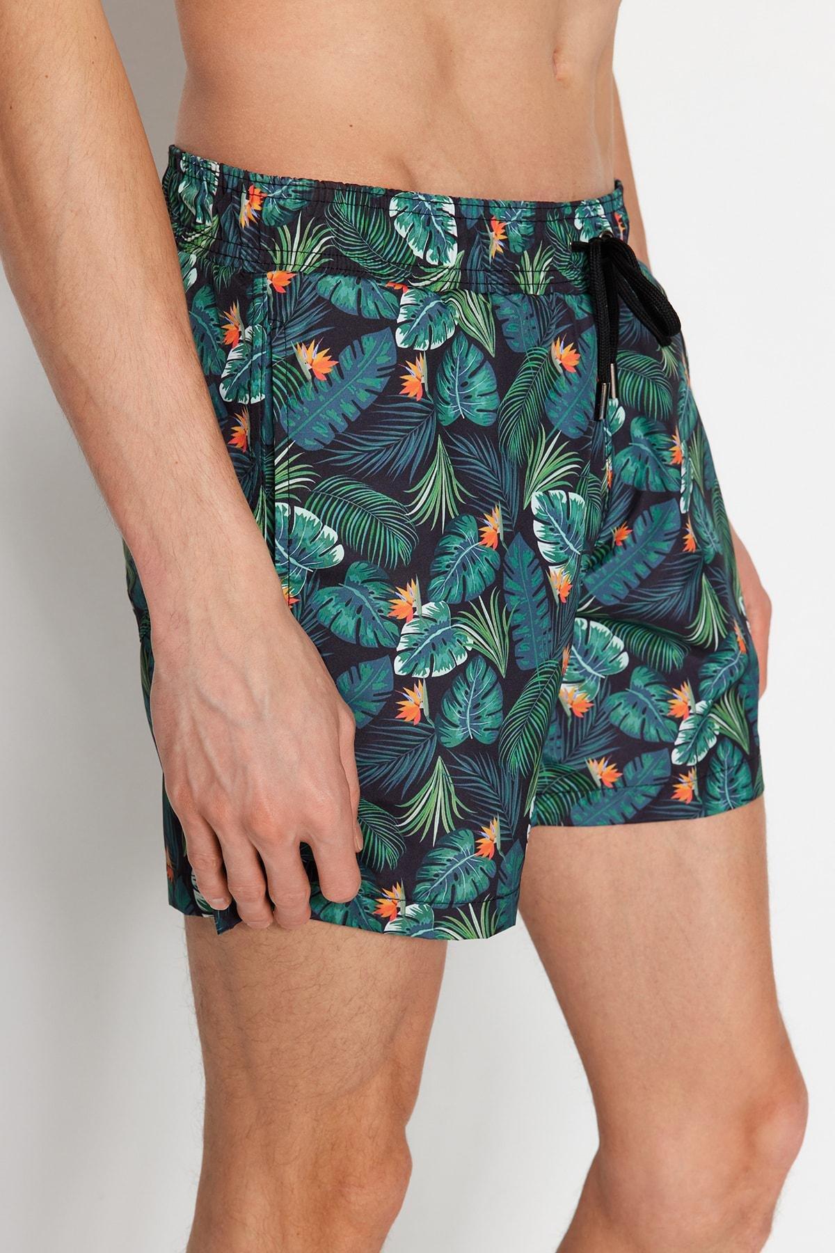 شورت سباحة بنقشة زهور، أخضر, Green, large image number 8