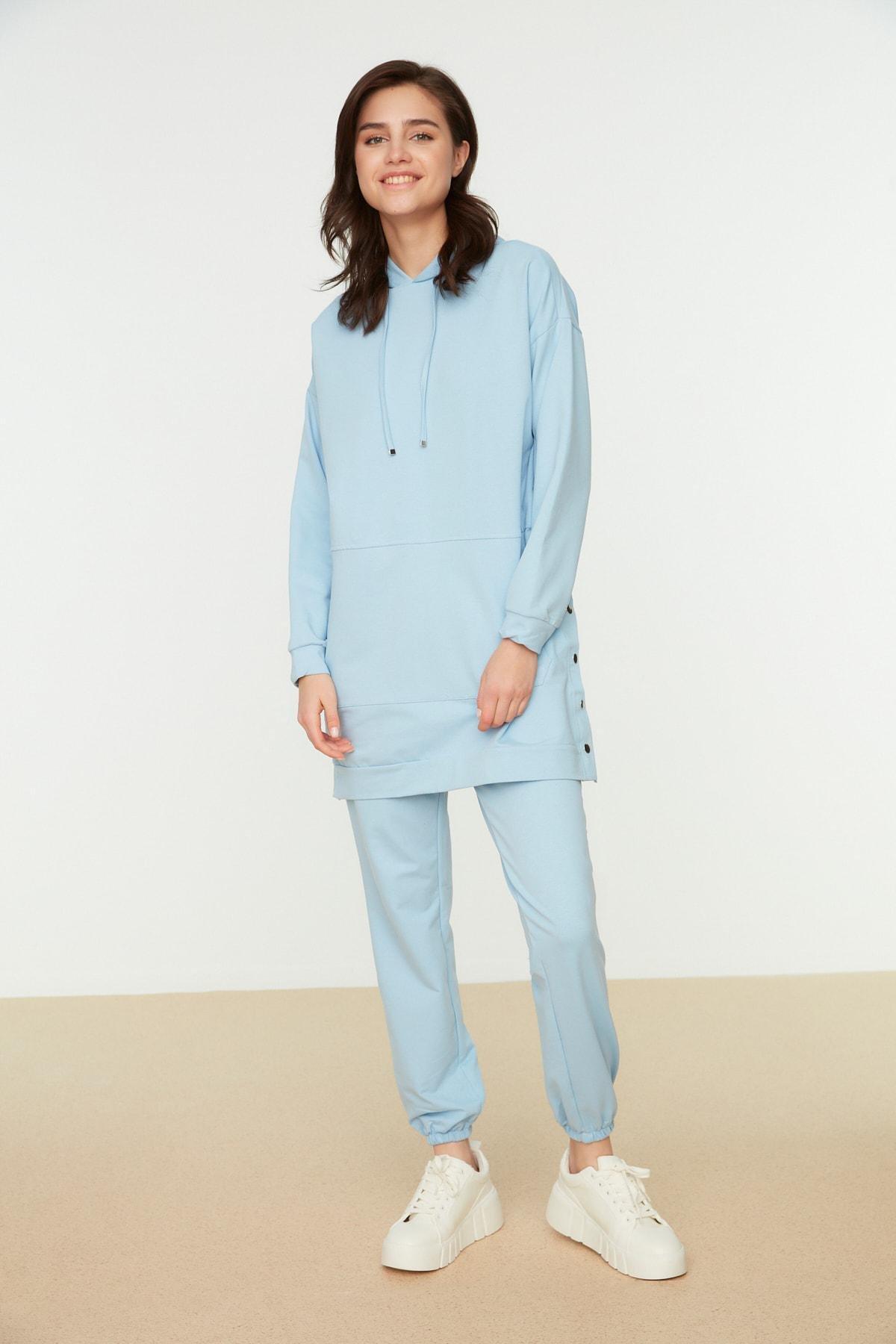 Trendyol - Blue Hooded Sweatsuit Set