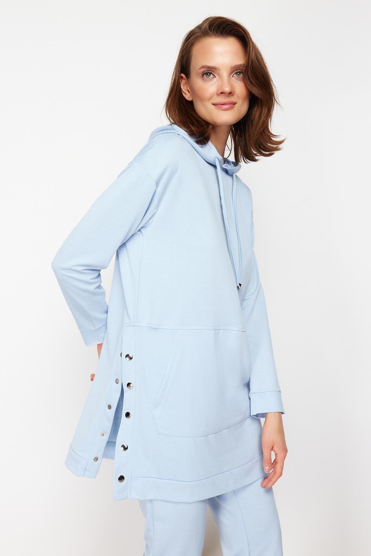 Trendyol - Blue Hooded Sweatsuit Set