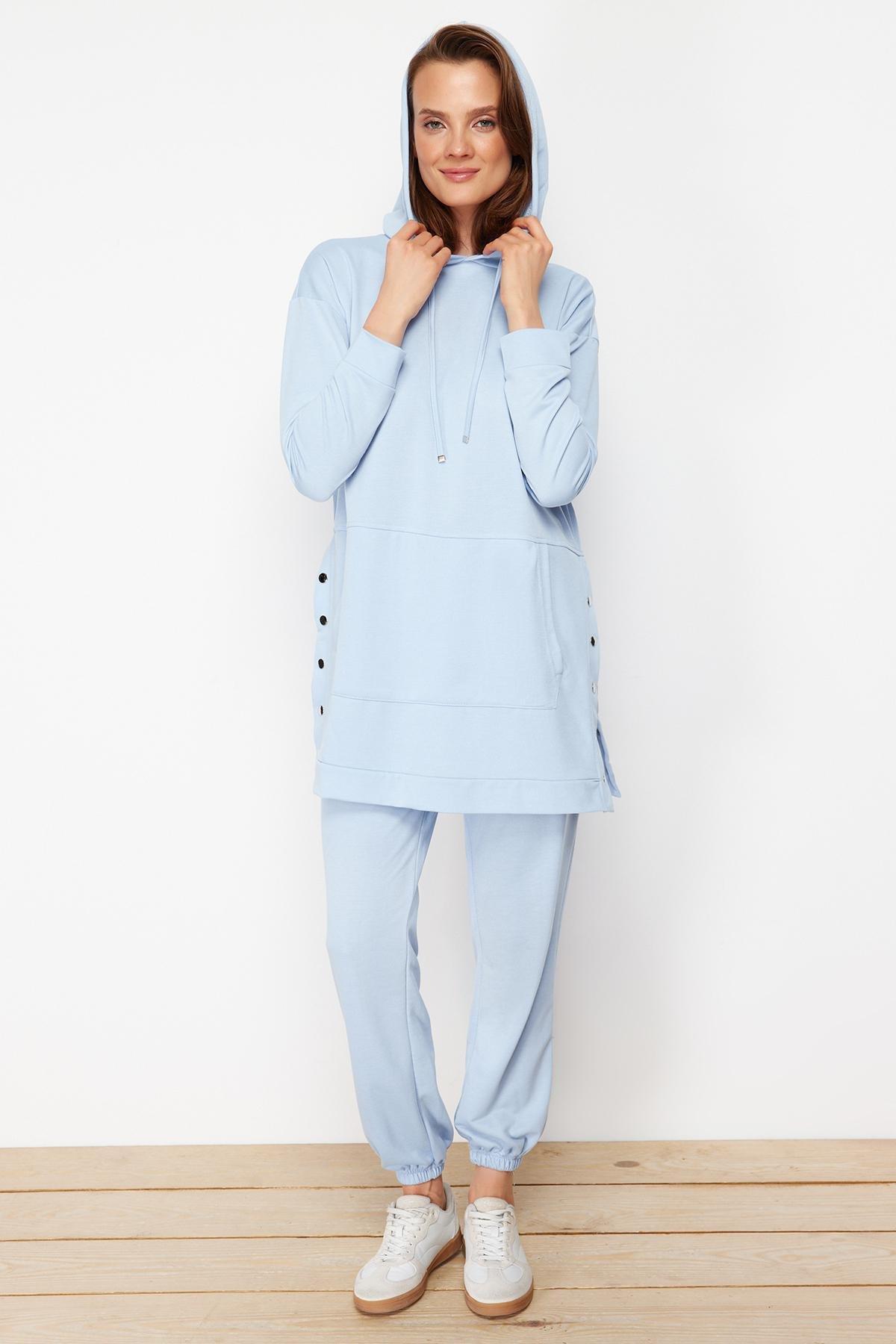 Trendyol - Blue Hooded Sweatsuit Set