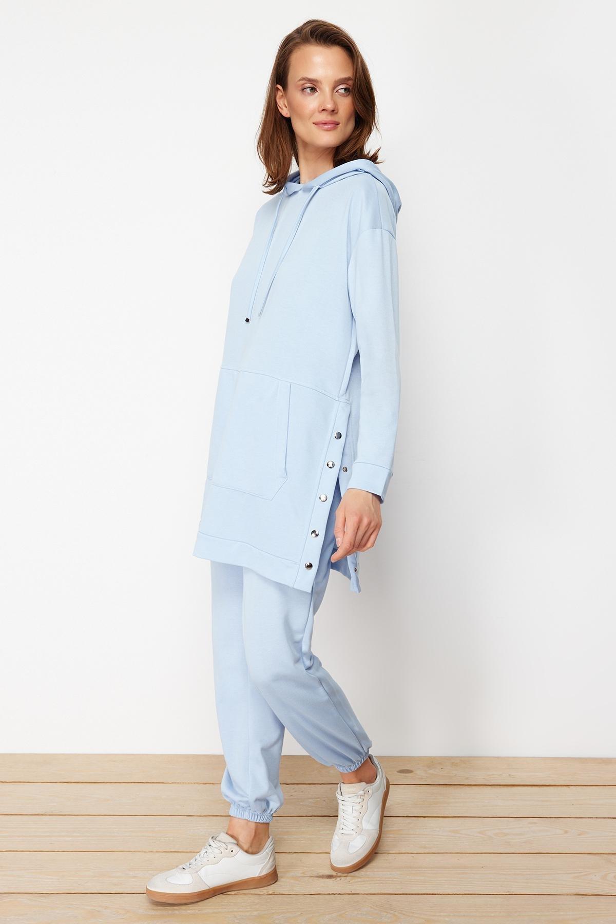 Trendyol - Blue Hooded Sweatsuit Set