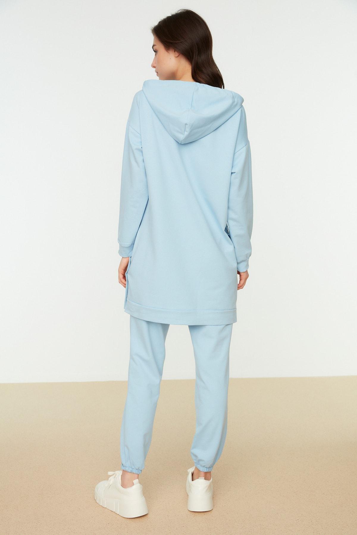 Trendyol - Blue Hooded Sweatsuit Set