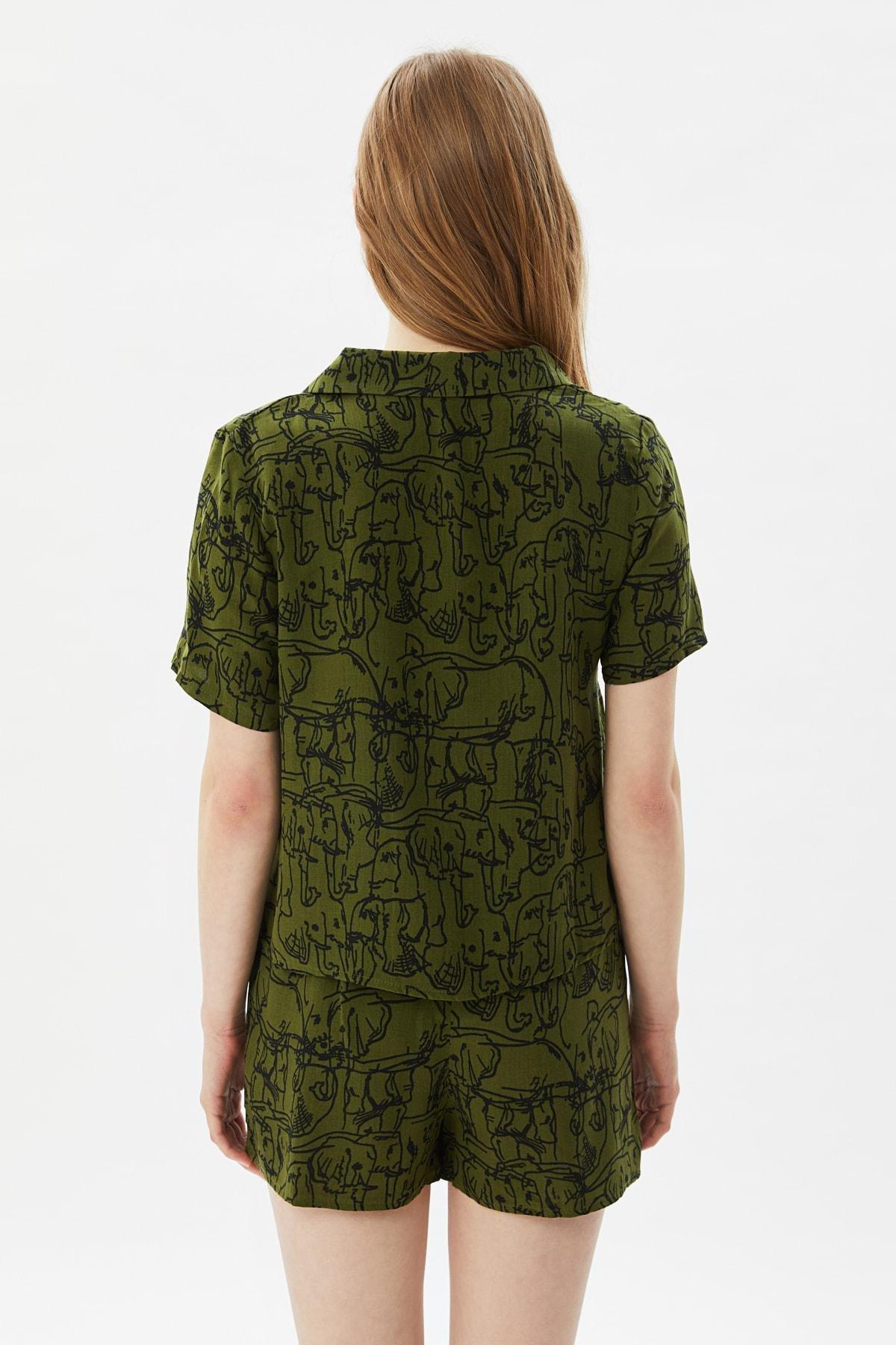 Green Animal Print Mid Waist Pajama Set, , large image number 1