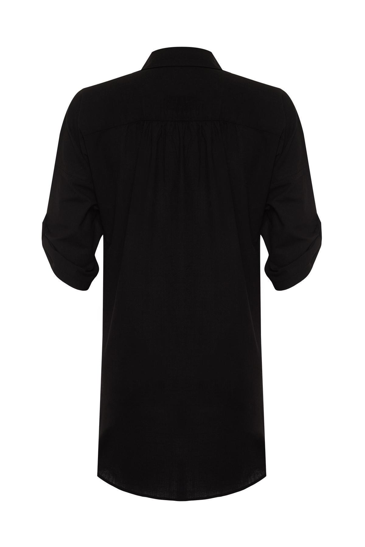 Black Woven Mini Dress, , large image number 6