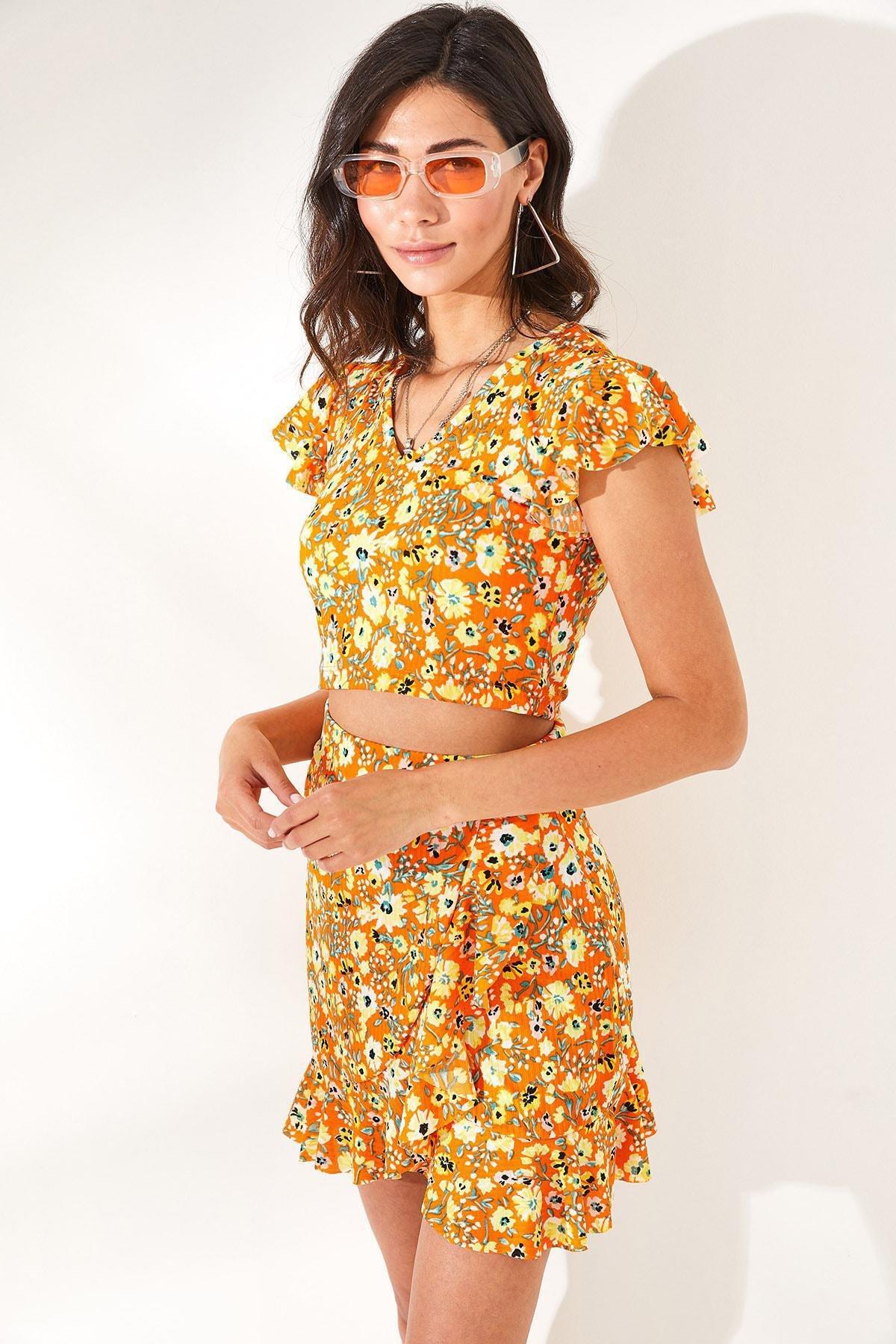 Orange Relaxed Floral Co-Ord Set, , large image number 2