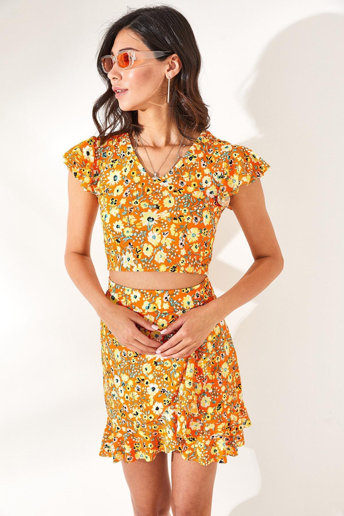 Orange Relaxed Floral Co-Ord Set, , large image number 3