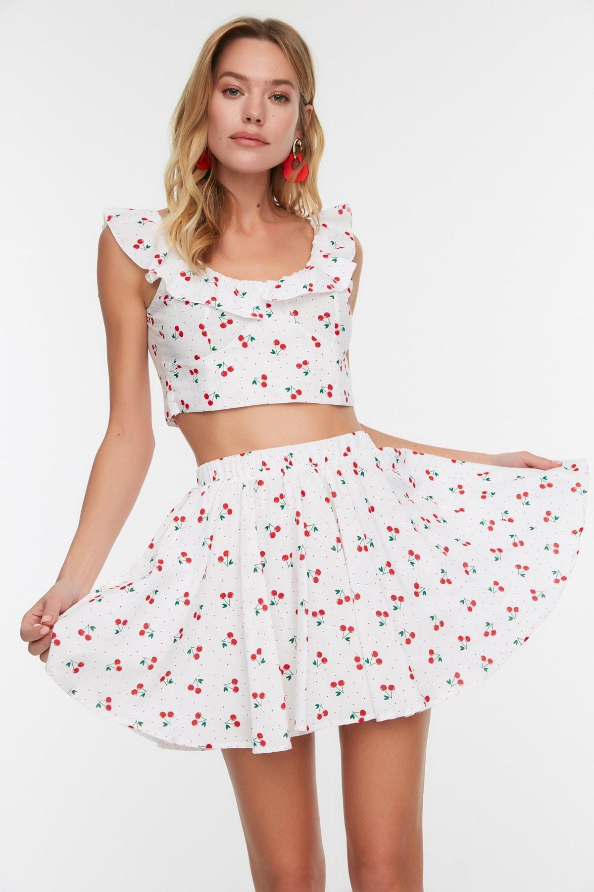 White Printed Fitted Co-Ord Set, , large image number 0