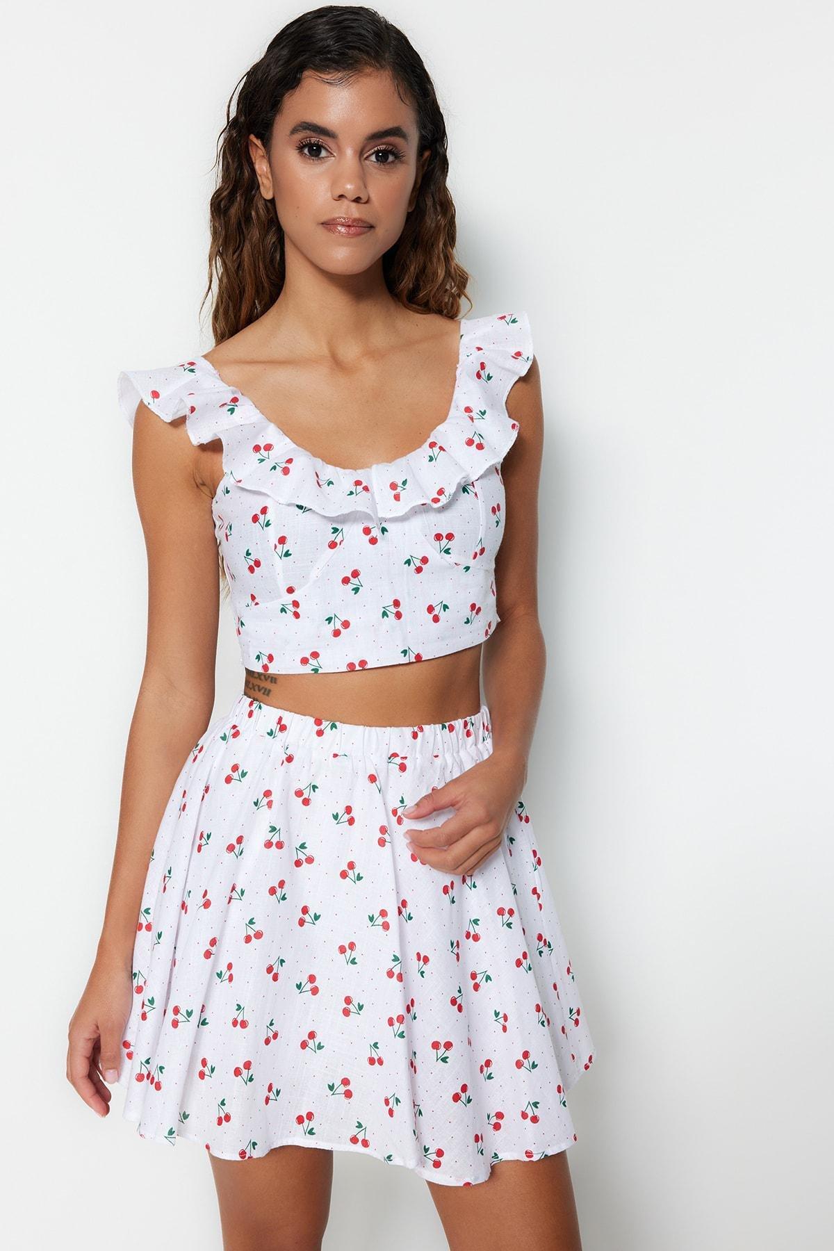 White Printed Fitted Co-Ord Set, , large image number 1