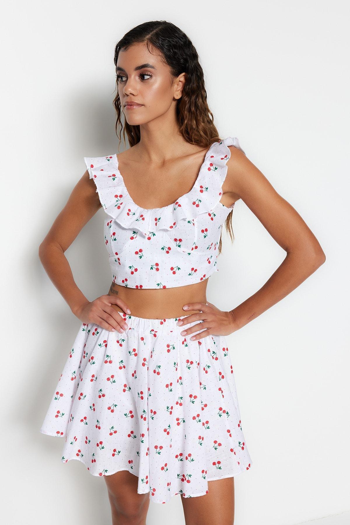 White Printed Fitted Co-Ord Set, , large image number 3