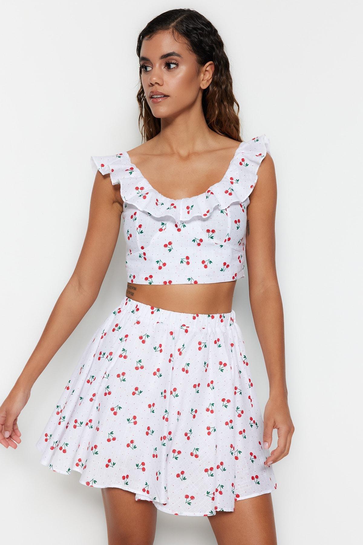 White Printed Fitted Co-Ord Set, , large image number 4