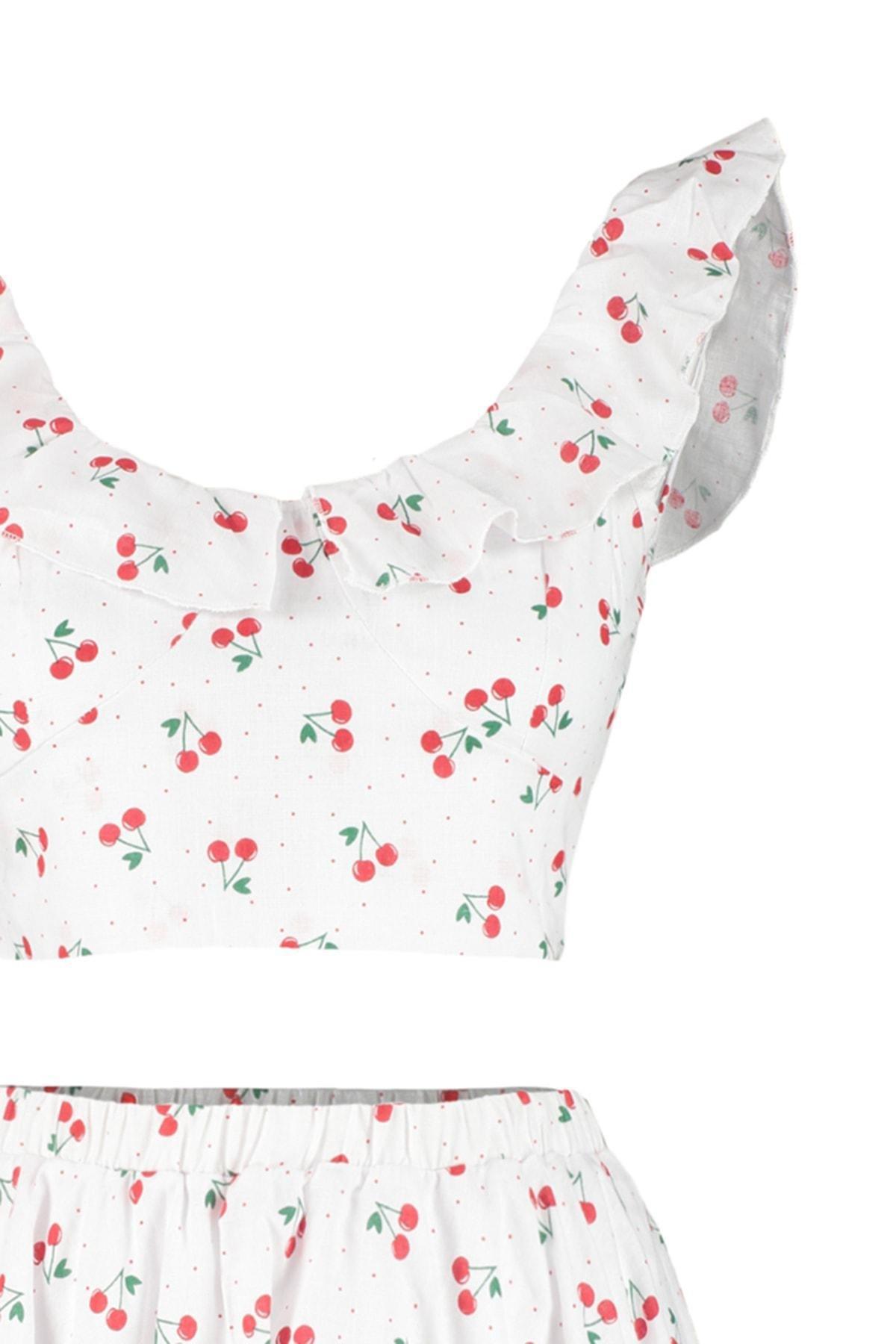 White Printed Fitted Co-Ord Set, , large image number 7