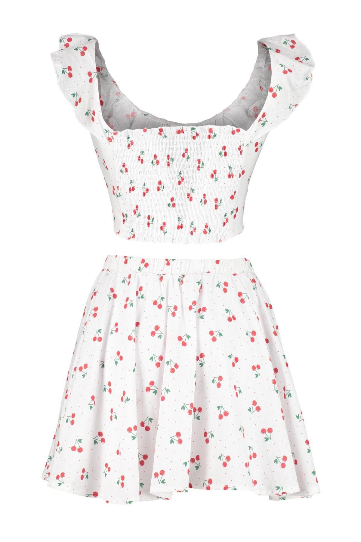 White Printed Fitted Co-Ord Set, , large image number 8