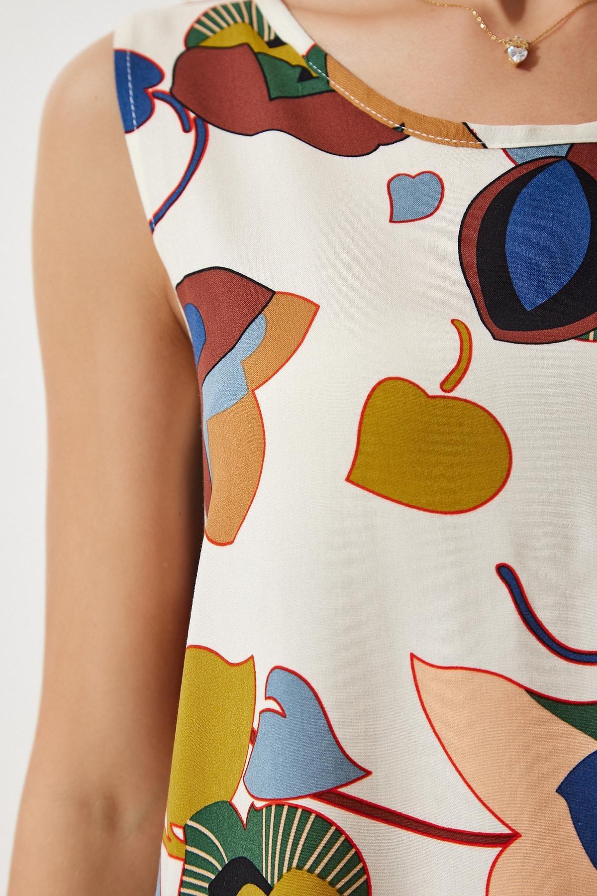 Cream Abstract Shift Mini Dress BH00343, , large image number 3