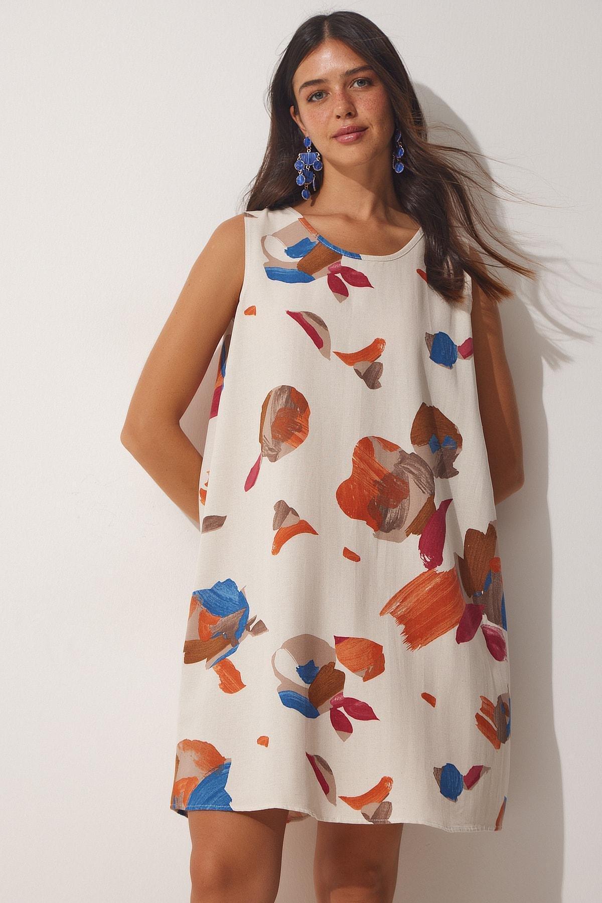 Orange Floral A-Line Dress, , large image number 2