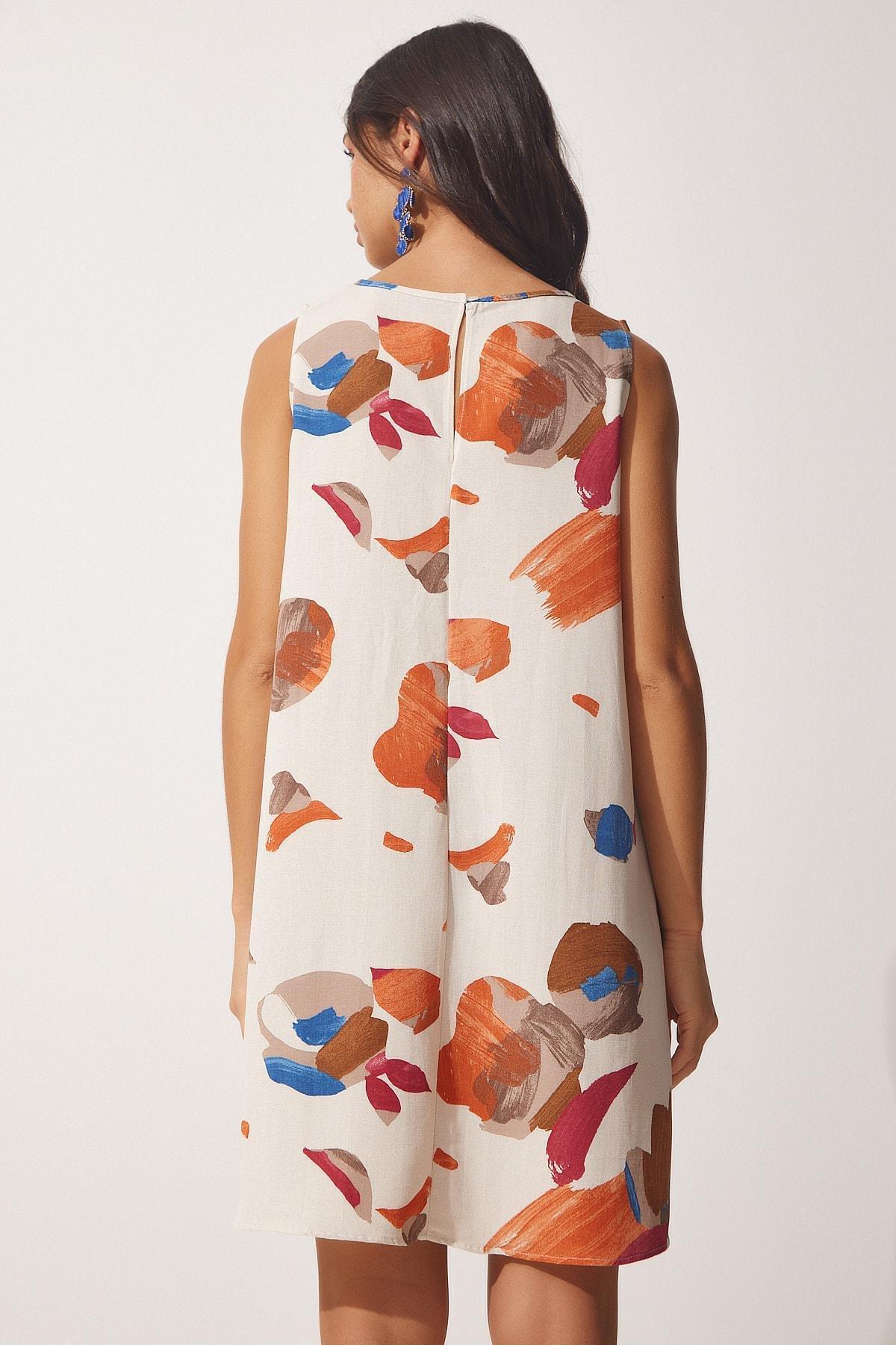 Happiness Istanbul - Orange Floral A-Line Dress