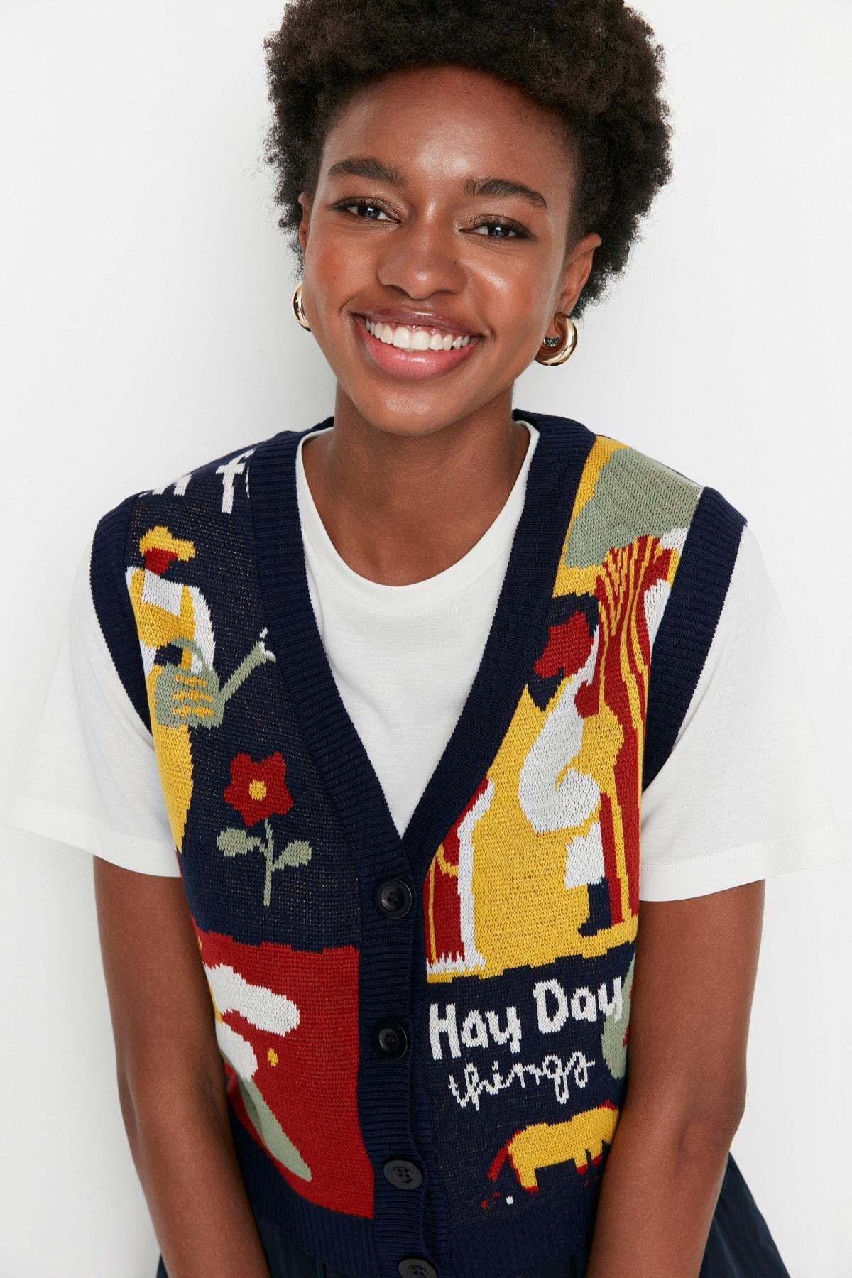 Multicolour V-Neck Cardigan, , large image number 0