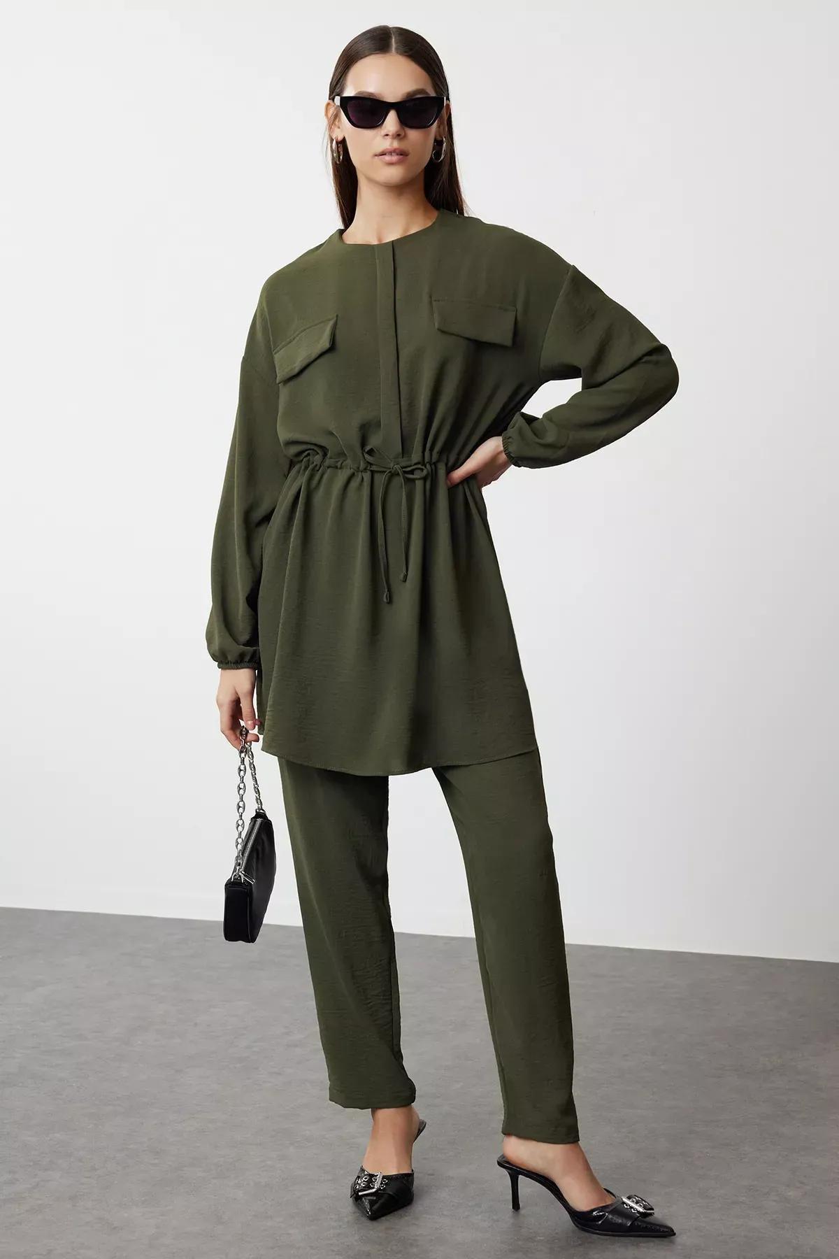 Khaki Shirt-Pants Set, , large image number 1
