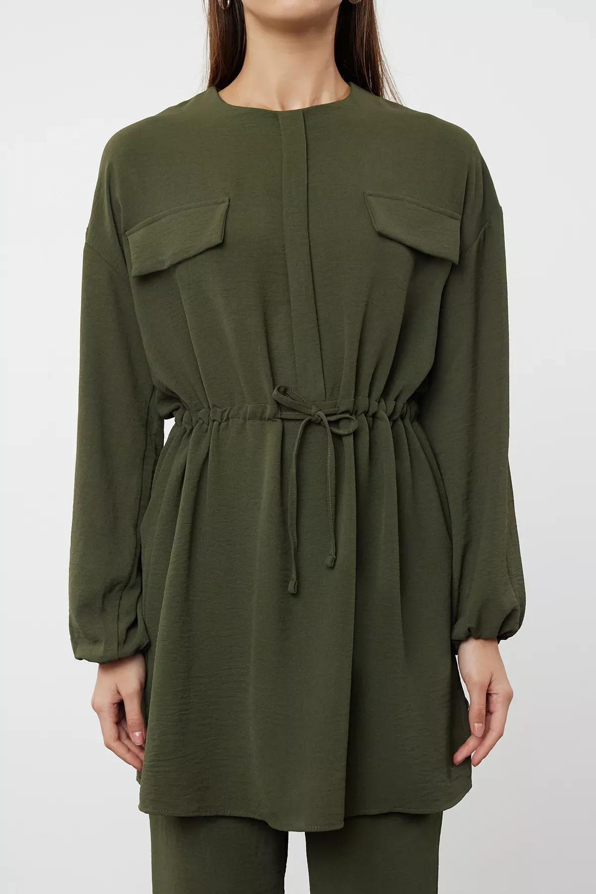 Khaki Shirt-Pants Set, , large image number 3