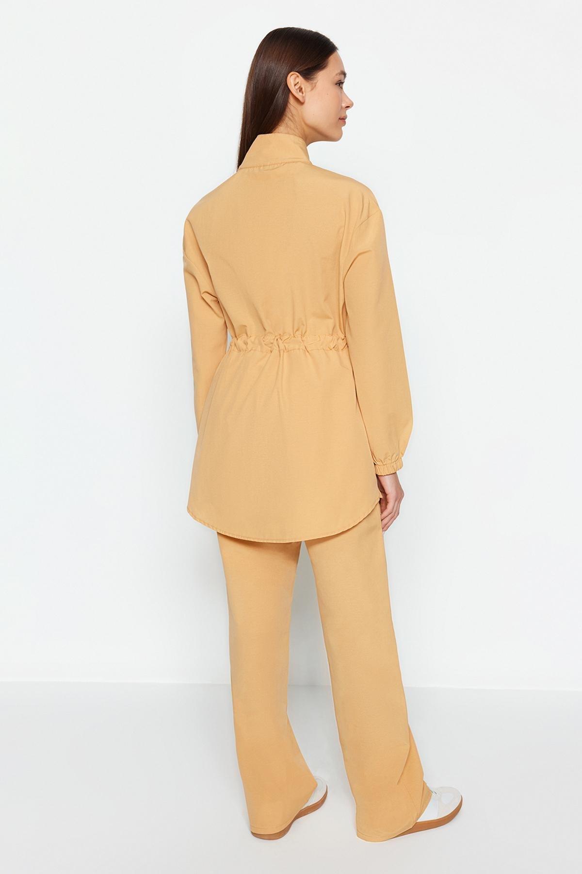 Beige High Neck Belted Co-Ord Set, , large image number 4