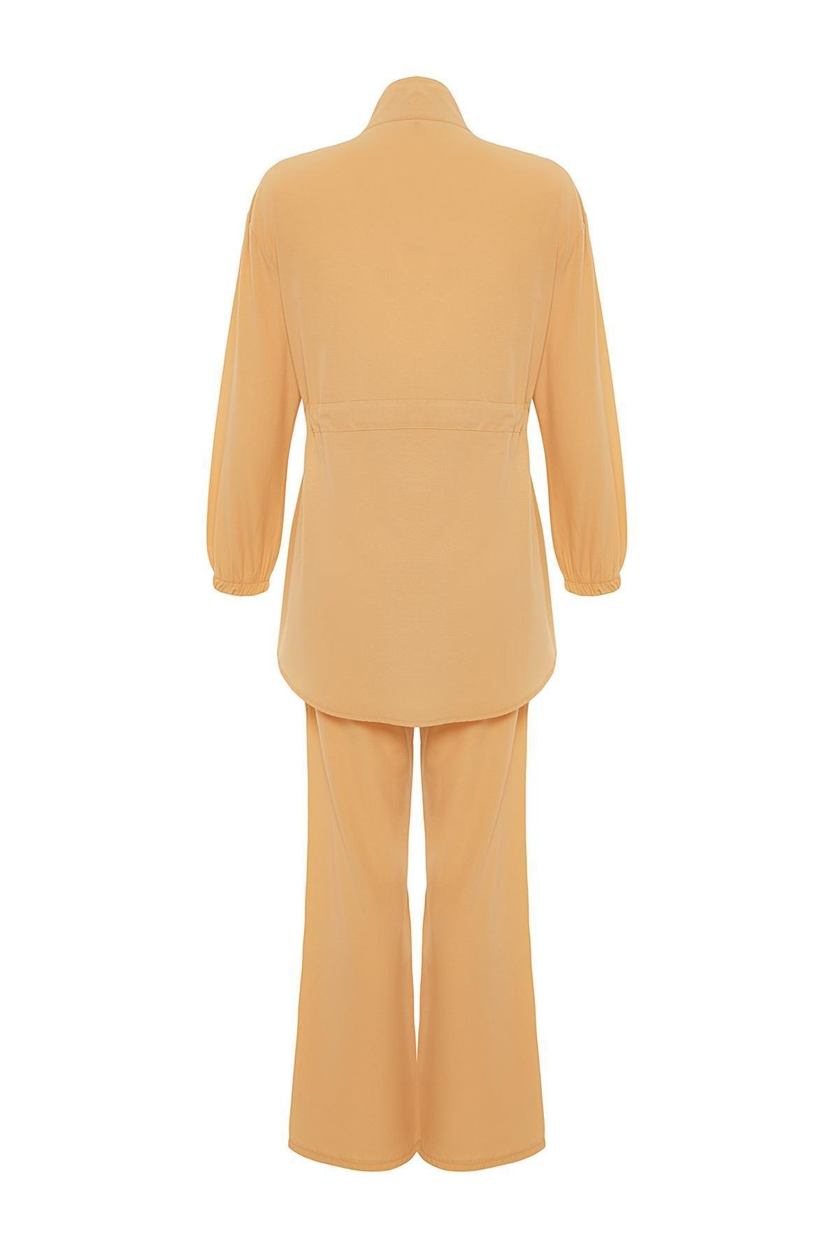 Beige High Neck Belted Co-Ord Set, , large image number 6