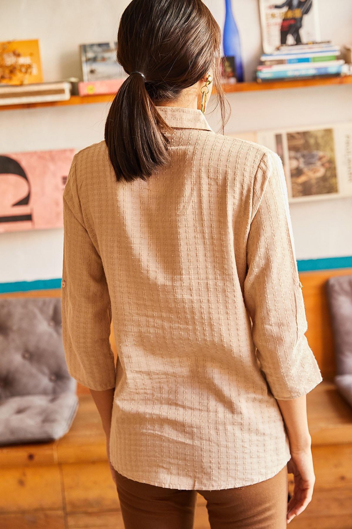 Beige Textured Linen Shirt, Rock, large image number 1