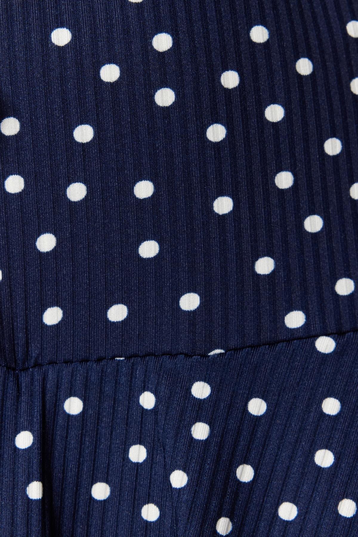 Navy High Waist Scored Shorts, Dark blue, large image number 2