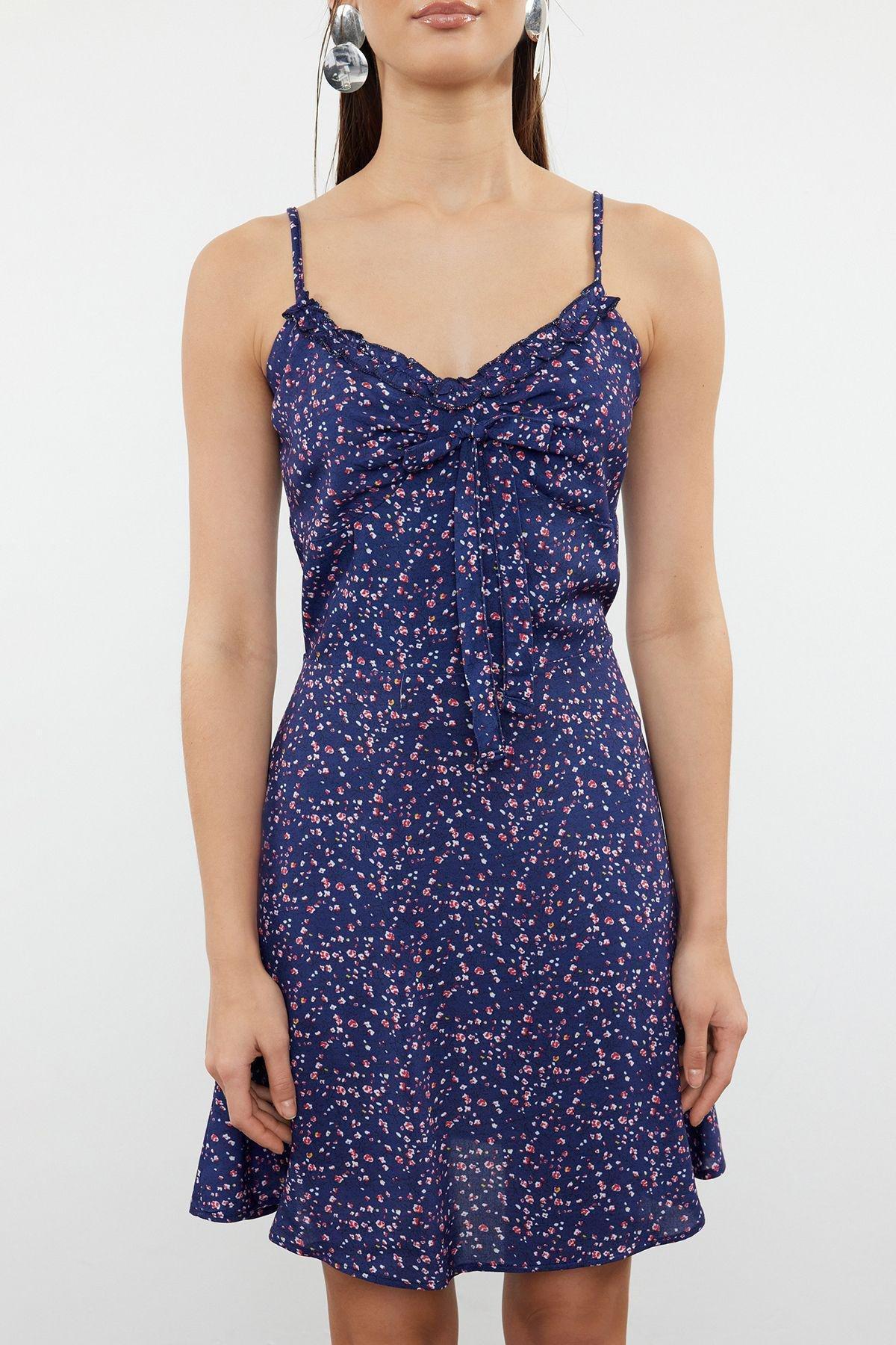 Navy Blue Floral Mini Dress, , large image number 2