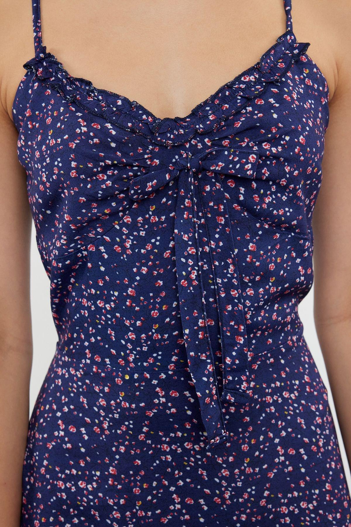 Navy Blue Floral Mini Dress, , large image number 3