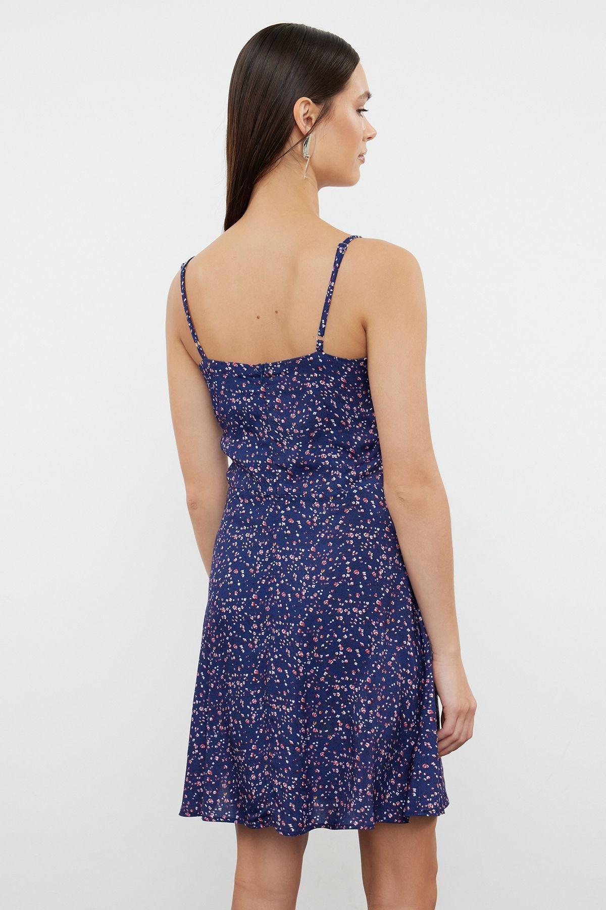 Navy Blue Floral Mini Dress, , large image number 4