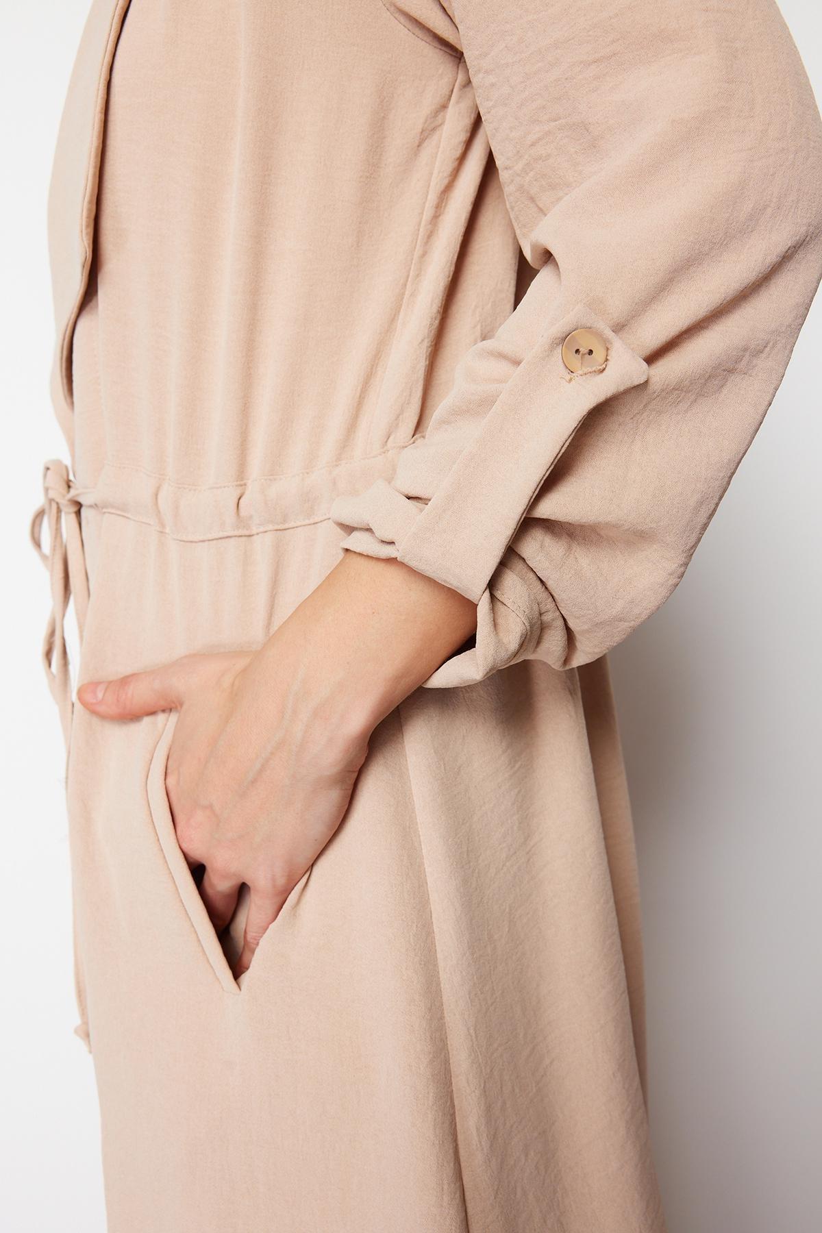 Beige Lapel Collar Abaya, , large image number 8