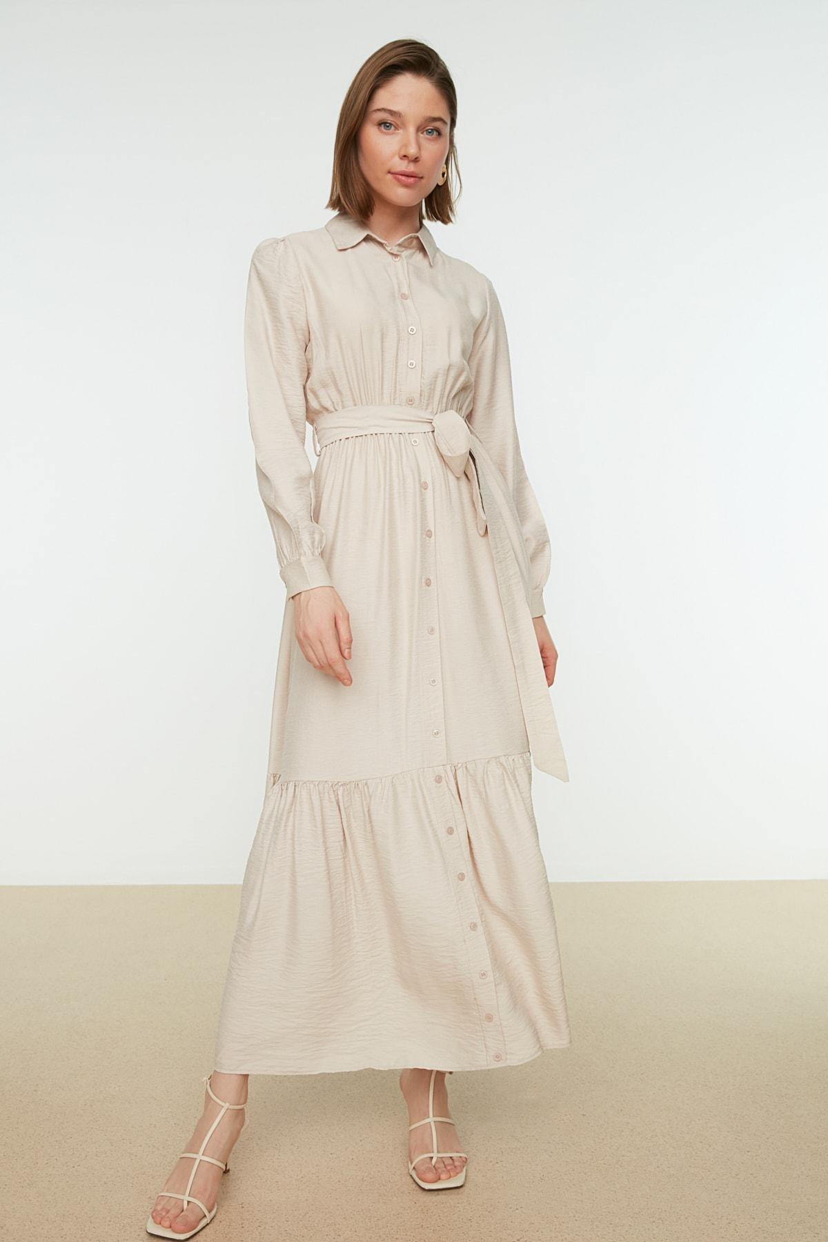 Beige A-Line Dress, , large image number 0