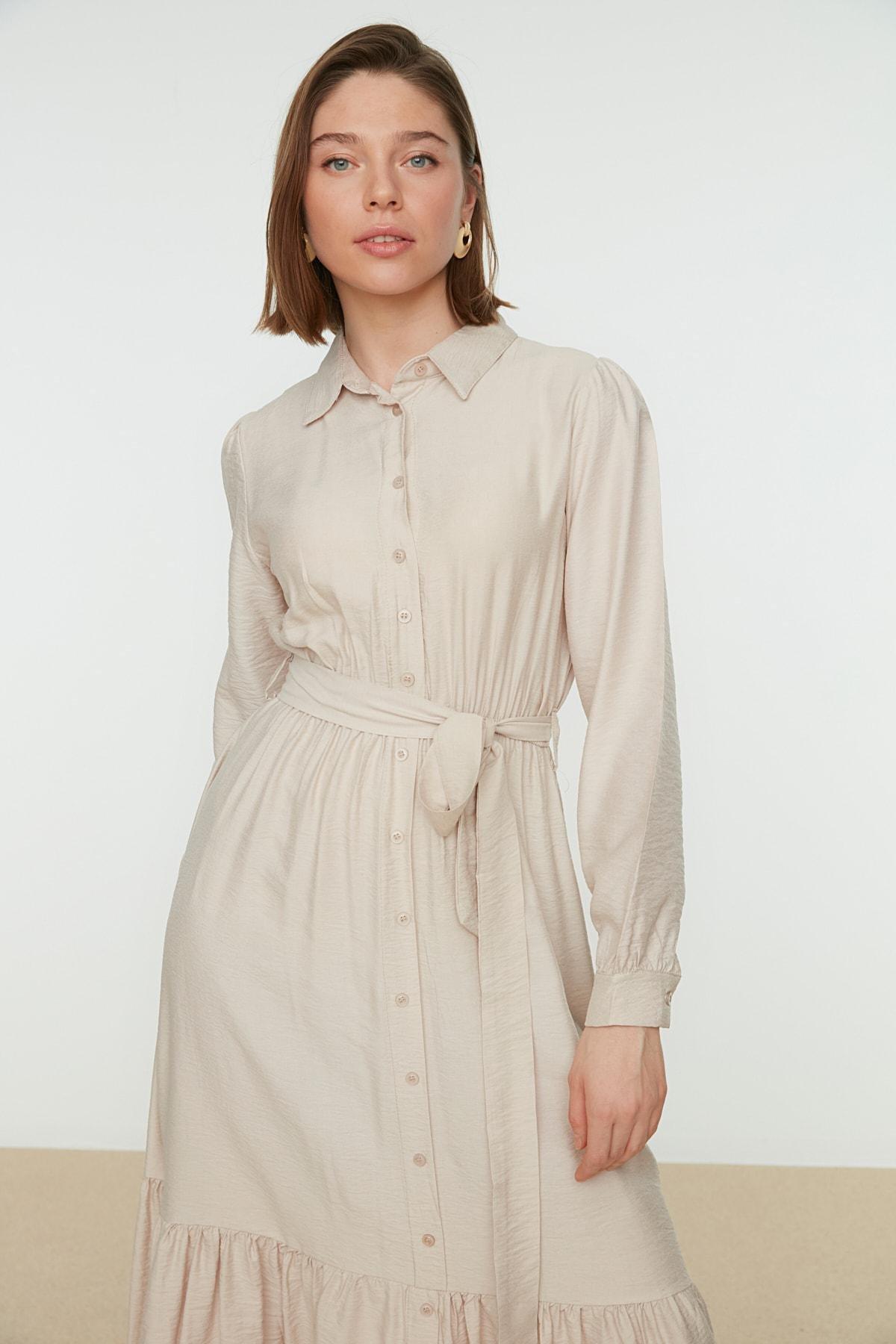 Beige A-Line Dress, , large image number 1